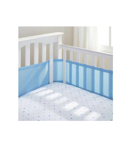 Navy mesh crib top bumper